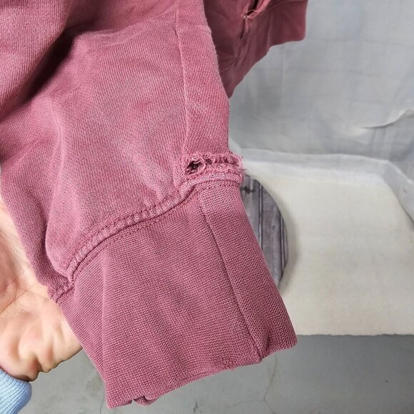 Arizona Jean Co Mauve Distressed Smiley Face Happiness Grunge Rave Hoodie M - Picture 6 of 16